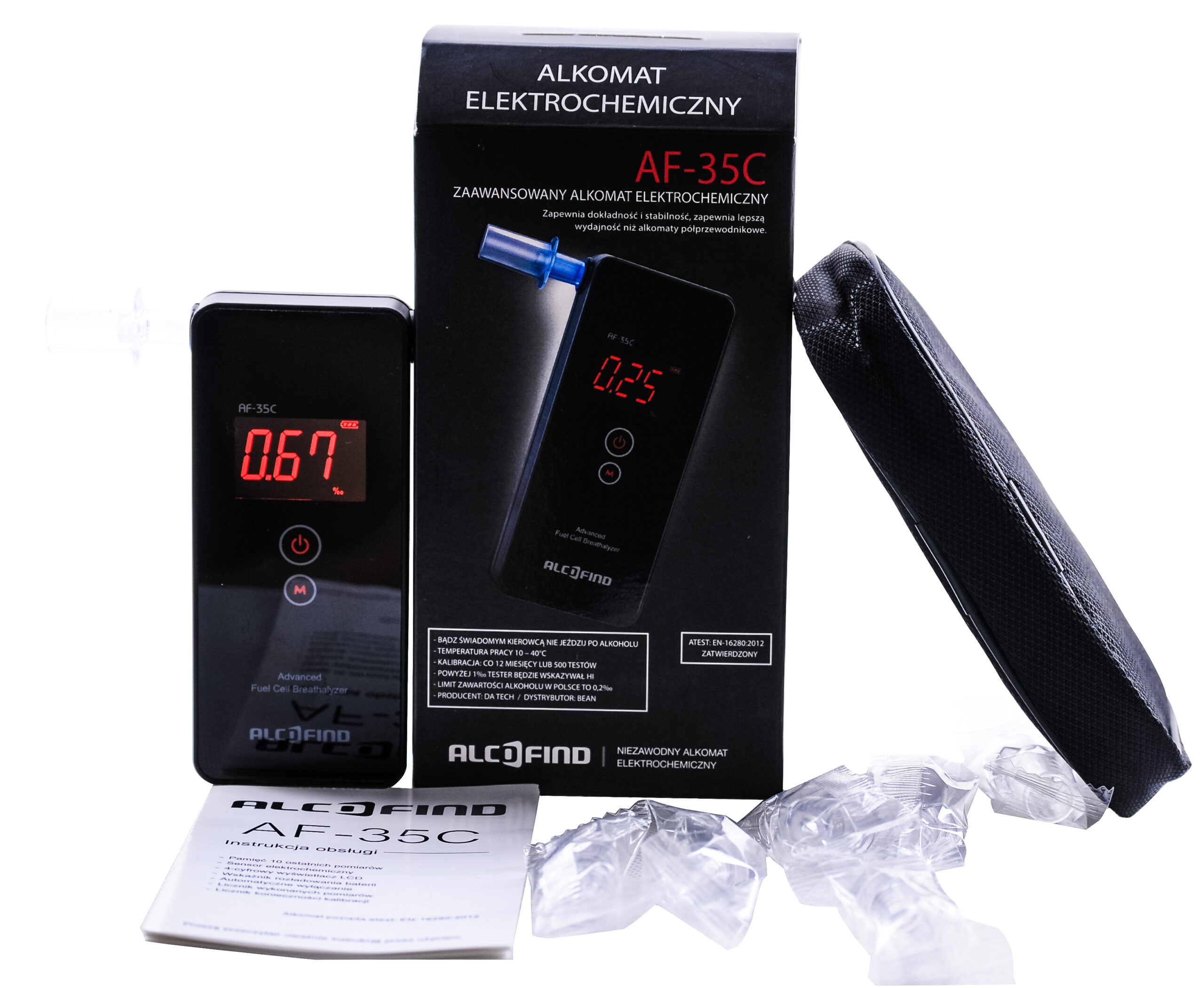 Alkomat elektrochemiczny AlcoFind AF-35C + certyfikat