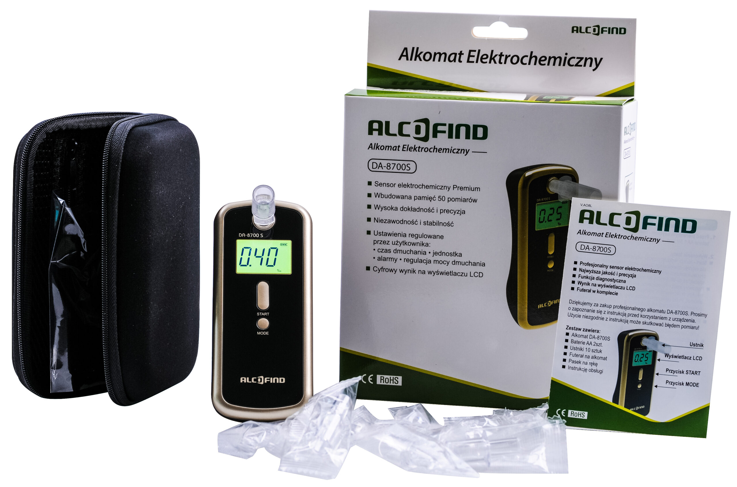 Alkomat Elektrochemiczny AlcoFind DA-8700S + certyfikat - obrazek 2
