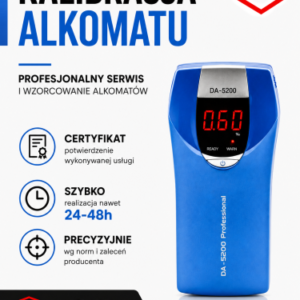 AlcoFind Da-5200 z certyfikatem kalibracji od PCW – urządzenie objęte kalibracją