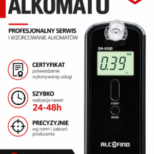 AlcoFind Da-8100 plus świadectwo kalibracji – urządzenie objęte kalibracją